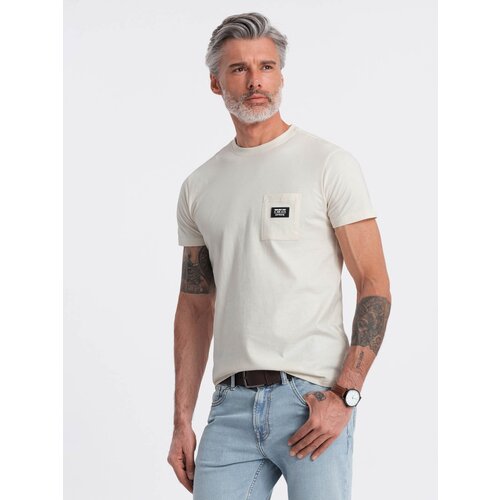 Ombre Men&amp;#039;s casual t-shirt with patch pocket - cream Slike