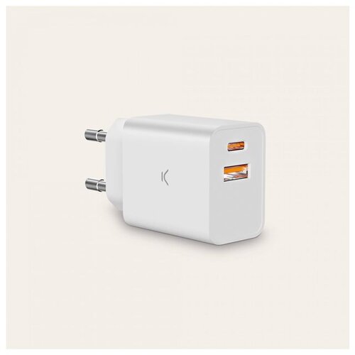Ksix zidni punjač 20W PD, dual USB-A + USB-C, bijeli Cijene