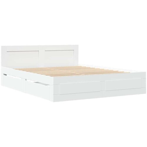  Okvir za krevet s uzglavljem 2 pcs Bijeli 150 x 200 cm - Bijeli 152 x 203 cm Slike