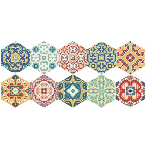 Ambiance Komplet 10 talnih nalepk Floor Stickers Hexagons Lorena, 40 x 90 cm