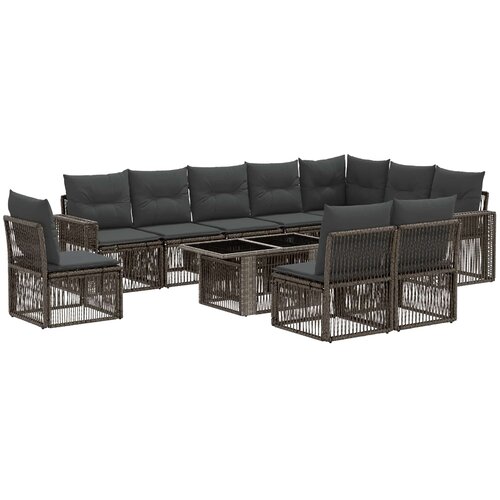  Sjedeća garnitura za vrt 11 kom. Siva i tamno siva poliratan 100 x 55 x 73 cm Slike