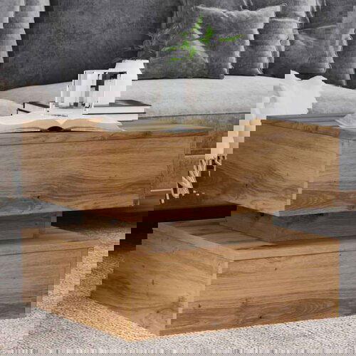 vidaXL Klubska mizica z LED lučkami artisan hrast 50x50x40 cm Cene