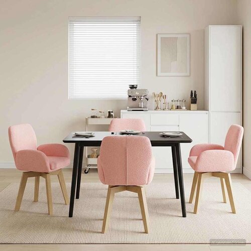  Okretne blagovaonske stolice 4 pcs Boucl&eacute; Ružičasta Cijene