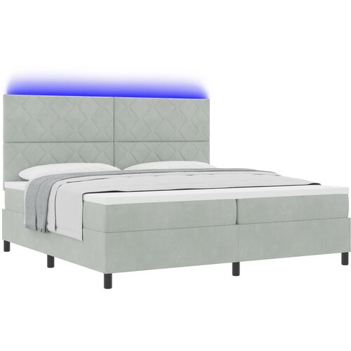 VidaXL Krevet s opruga kutije Svjetlosiva 200 x 200 cm Bar&amp;scaron;un Slike