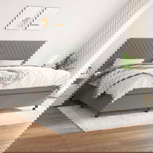 Kreveta s oprugama i madrac svjetlosivi 160x200cm tkanina Slike