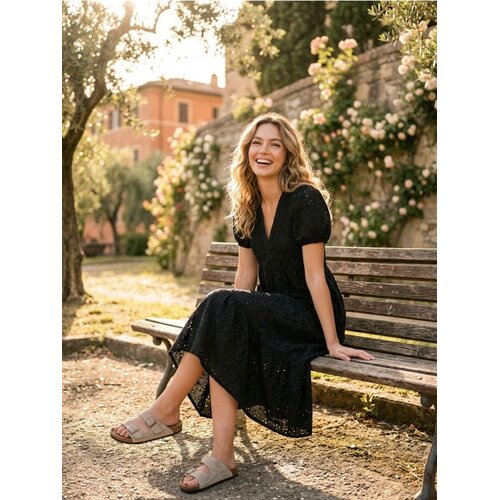 Sinsay Pamučna ажurna midi haljina s naborima Cene