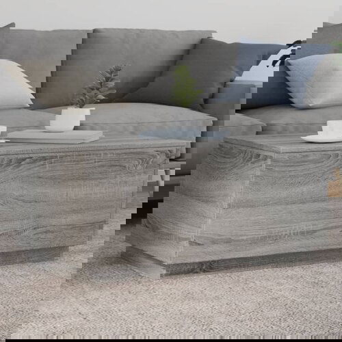 VidaXL Stolić za kavu s LED svjetlima siva boja hrasta 90 x 50 x 40 cm Slike