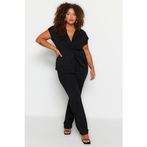 Trendyol Curve Plus Size Two-Piece Set - Black - Relaxed fit Slike