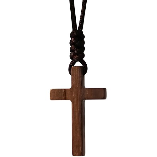 IZMAEL Ogrlica Wood Cross - Smeđa Cene