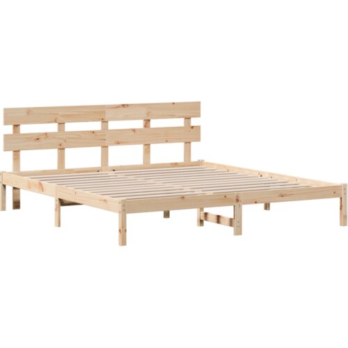VidaXL krevetni okvir s uzglavljem 180x200 cm masivna drvena borovina Slike