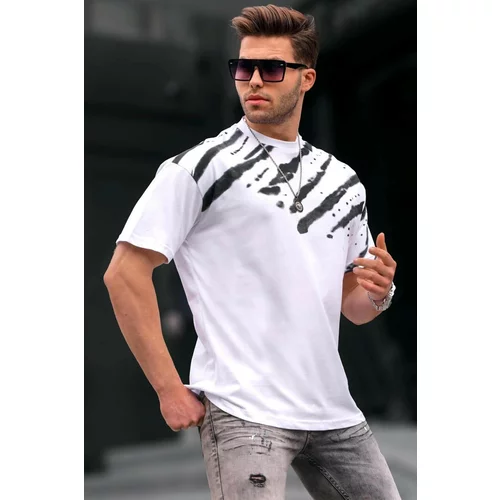 Madmext White Patterned Over-Fit Men's T-Shirt 6116