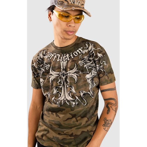 Affliction Jump T-shirt green camo w / lava wash Cene