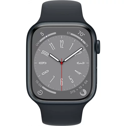 Apple Watch Series 8 GPS, 41 mm, ponoćno crno aluminijsko kućište, s ponoćno crnim sportskim remenom
