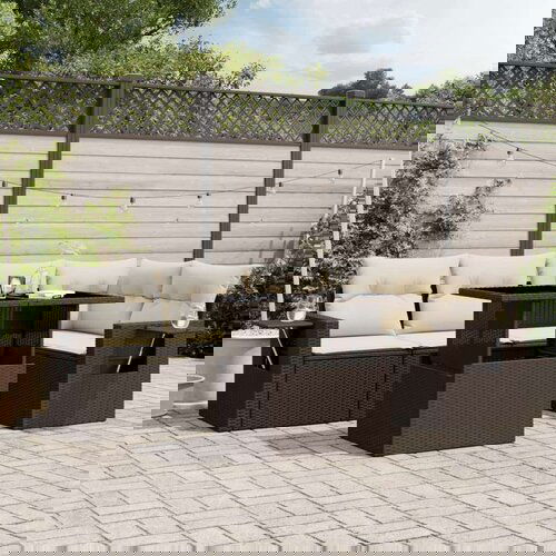  6-dijelni set vrtnih sofa od poliratana s jastucima smeđi Cijene