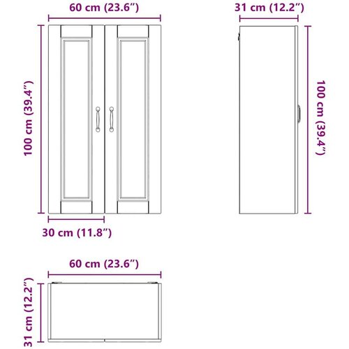 VidaXL Zidni kuhinjski ormarić Crna 60 x 31 x 100 cm Konstruirano drvo Slike