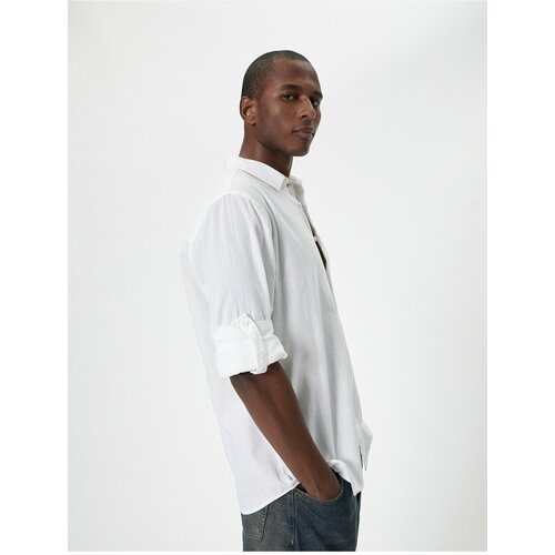 Koton Classic Shirt with Sleeve Detailed Button Long Sleeve Slike