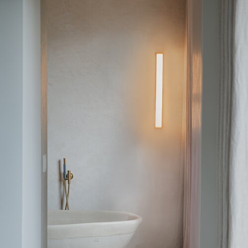 QAZQA Kopalniška stenska svetilka iz medenine 62 cm z LED IP44 - Cascada Cene