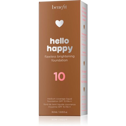 Benefit Hello Happy Flawless Brightening Foundation tekoči puder za osvetljevanje SPF 15 odtenek 10 Deep Warm 30 ml Slike