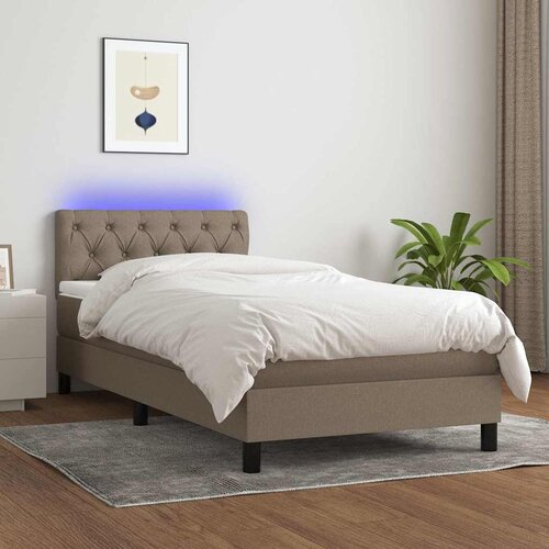  box spring s madracem LED smeđesivi 80 x 200 cm tkanina Cijene
