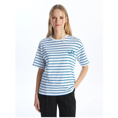 LC Waikiki LCW Modest Crew Neck Striped Short Sleeve Oversize Women's T-Shirt