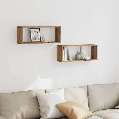  Zidne kockaste police 2 kom Artisan hrast 60x15x23 cm Slike