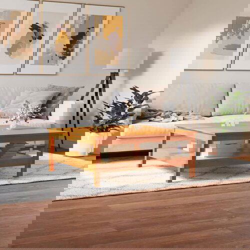 The Living Store Klubska mizica vo&amp;scaron;čeno rjava 100x100x40 cm trdna borovina - Klubska Mizica, (21573320) Slike
