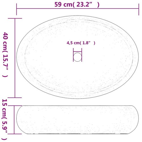  umivaonik raznobojni ovalni 59x40x15 cm keramički Slike