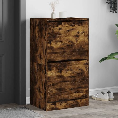 vidaXL Omarica za čevlje z 2 predaloma dimljeni hrast 60x42x108 cm Cene
