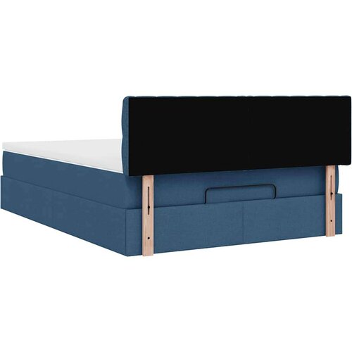 VidaXL otomanski okvir kreveta s madracem plavi 140x200cm od tkanine Slike