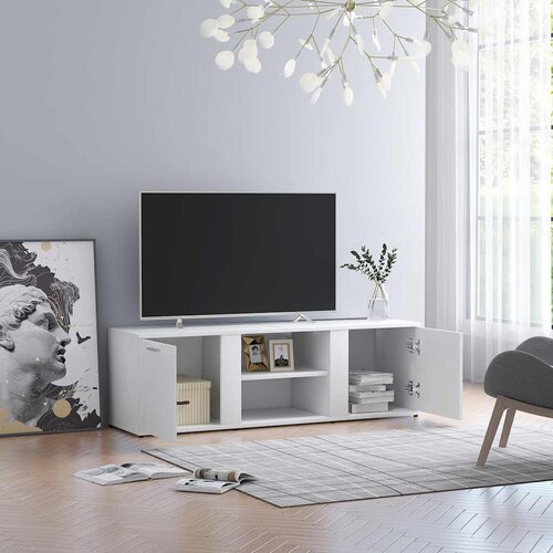 TV ormarić bijeli 120 x 34 x 37 cm od konstruiranog drva Cijene