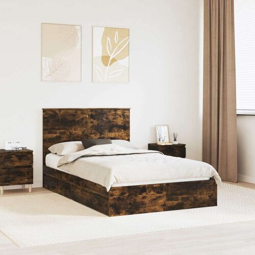  Krevet s od storage s uzglavljem Dimljeni hrast 120 x 190 cm Cijene