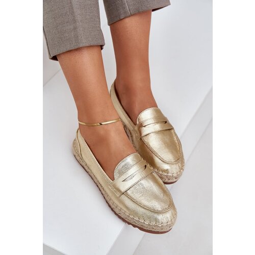 PH2 Women's espadrilles with jute weaving on flat sole golden Shilova Cene