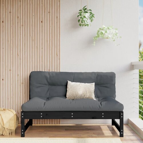 VidaXL Srednja sofa crni 120x80 cm od masivne borovine Slike