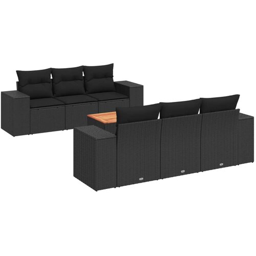 Maison Chic Seti vrtnega pohištva - Vrtna garnitura - Vrtni pohištvo set 7-delna z blazinami črn poli ratan, (21801806) Cene