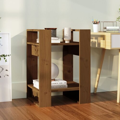 VidaXL knjižna omara/pregrada medeno rjava 41x35x57 cm trdna borovina Slike