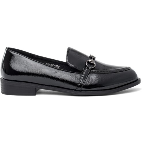 GOODIN Black patent leather women's loafers with decoration Cijene