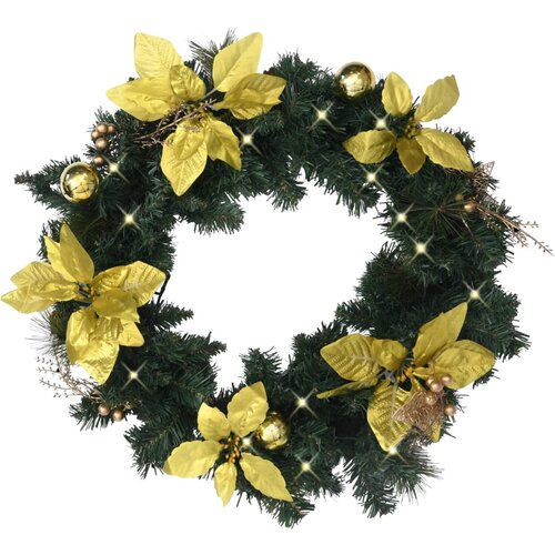vidaXL Božićni vijenac s LED svjetlima zeleni 60 cm PVC Cijene