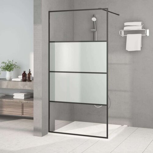 Pregrada za tu&amp;scaron; crna 100 x 195 cm s napola mutnim staklom ESG Slike