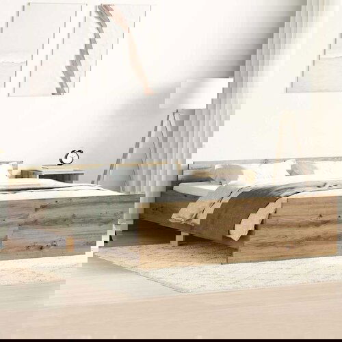 VidaXL Posteljni okvir brez vzmetnice artisian hrast 120x190 cm Slike
