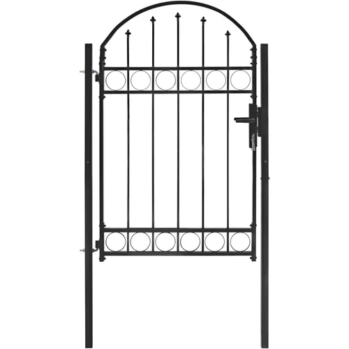  Vrata za ogradu s lučnim vrhom čelična 100 x 150 cm crna