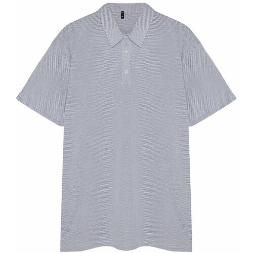 Trendyol Plus Size Regular/Normal Cut Textured Polo Neck T-shirt Cene