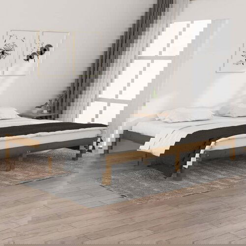 Furnova Posteljni okvir medeno rjav iz trdne borovine 200x200 cm, (21935847) Slike