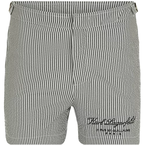 Karl Lagerfeld Kratke kopalne hlače 'HOTEL' temno siva / črna / off-bela