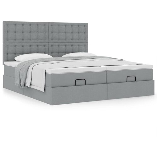 vidaXL Otomanski posteljni okvir z vzmetnicami siv 200x200 cm blago Cene