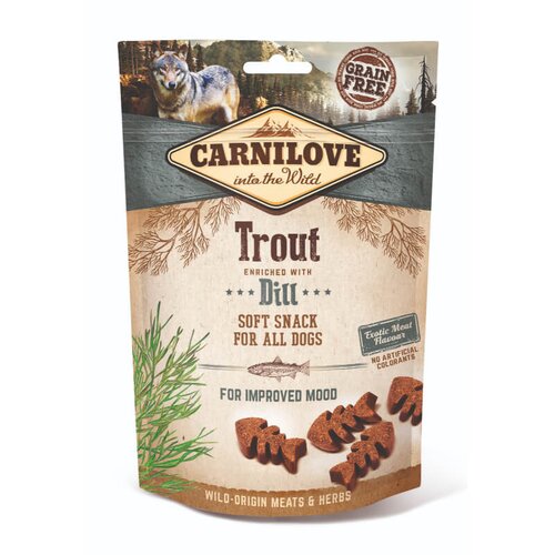 Carnilove dog semi moist snack - postrv & koper, 200g Cene