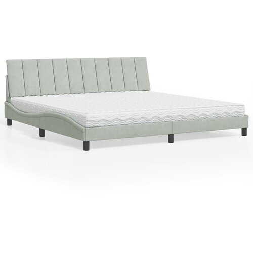  Krevet s madracem Hanko svjetlosivi 200x200 cm baršunasti Cene