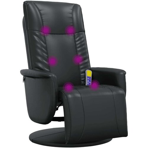 VidaXL Masažni naslonjač od umjetne kože s osloncem za noge crni Slike