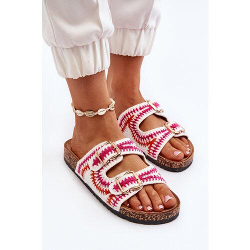 Boto Women's White Slide Sandals with Cork Sole Fannea Cene