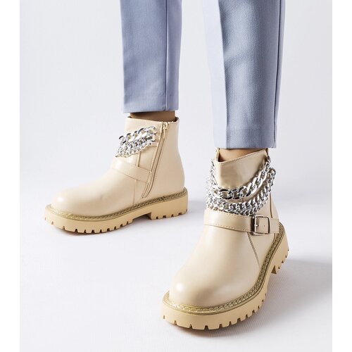 Gemre Beige ankle boots with decorative chains Mezzavia Cene