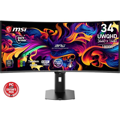 MSI Zaslon MPG 341CQR QD-OLED X36 / 86,4 cm (34") / 3440x1440 (UWQHD) / QD-OLED / 360Hz / 0.03 ms (GTG) / 300 nits / 1500000:1 / nastavljiv po vi&scaron;ini Cene